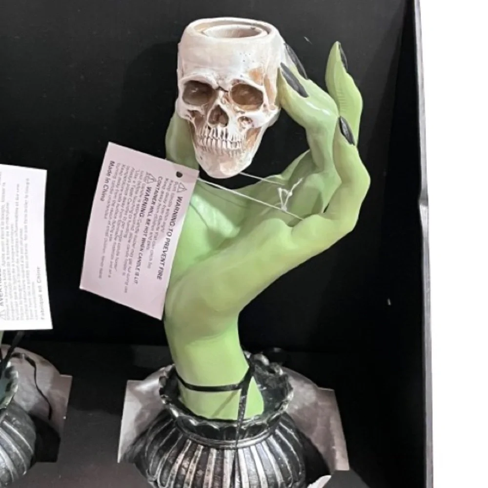 🆕- Martha Stewart Halloween Pedestal Witch Hands Candle Holders